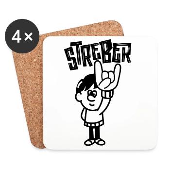 Lässige Handzeichen Illustration Streber  - Untersetzer (4er-Set) - Weiß - Vorne