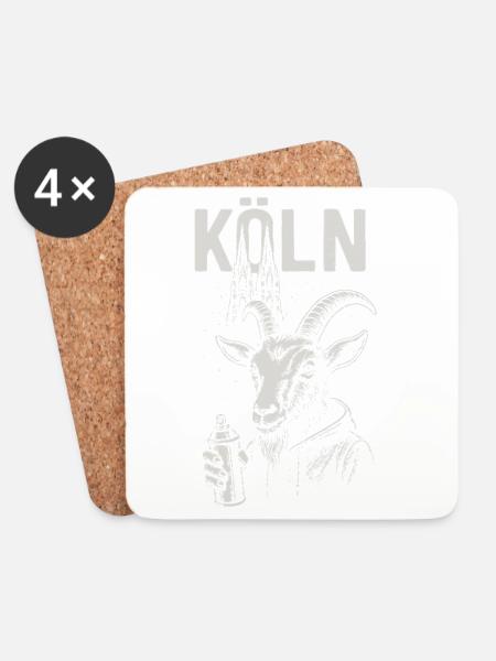 Kölner Streetstyle Ziege - Untersetzer (4er-Set) - Weiß