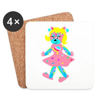 Regenbogentriene - Phantasie - Tierchen - Untersetzer (4er-Set) - Weiß - Vorne