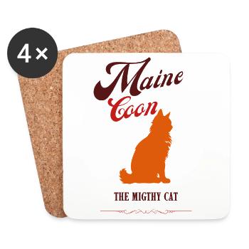 Chat Maine Coon retro caramel - Dessous de verre (lot de 4) - blanc - Devant