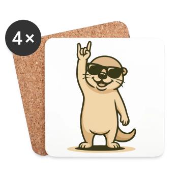 Rocker de vague Otter - Dessous de verre (lot de 4) - blanc - Devant