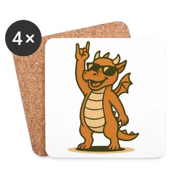 Drachenrocker Baby - Untersetzer (4er-Set) - Weiß - Vorne