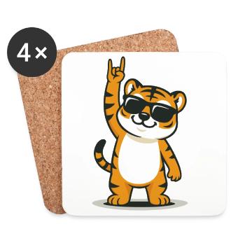 Tiger rocks loudly - Coasters (set of 4) - white - Front