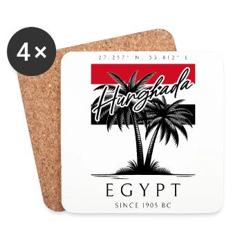 Hurghada Palmen Flagge Reise Souvenir - Untersetzer (4er-Set) - Weiß - Vorne