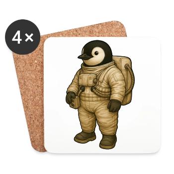 Süßer Pinguin Astronaut im Weltraum Abenteuer - Untersetzer (4er-Set) - Weiß - Vorne