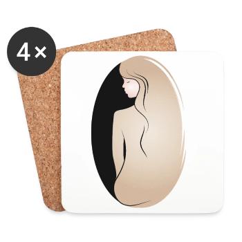 Elegante Frauensilhouette – stilvoll & ruhig - Untersetzer (4er-Set) - Weiß - Vorne
