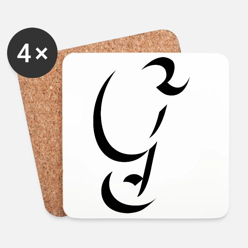 Letter G, Name, der Buchstabe G - Untersetzer (4er-Set) - Weiß