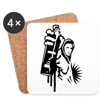 Graffiti sprayer in urban street art style - Coasters (set of 4) - white - Front