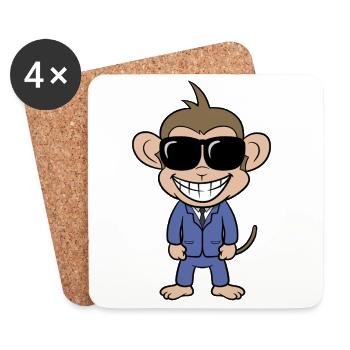 Business monkey with suit and sunglasses - Coasters (set of 4) - white - Front