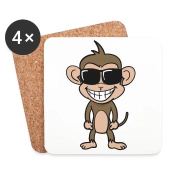Cooler Affe mit Sonnenbrille - Untersetzer (4er-Set) - Weiß - Vorne
