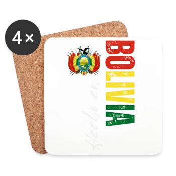 Fabriqué en Bolivie, design vertical - Dessous de verre (lot de 4) - blanc - Devant