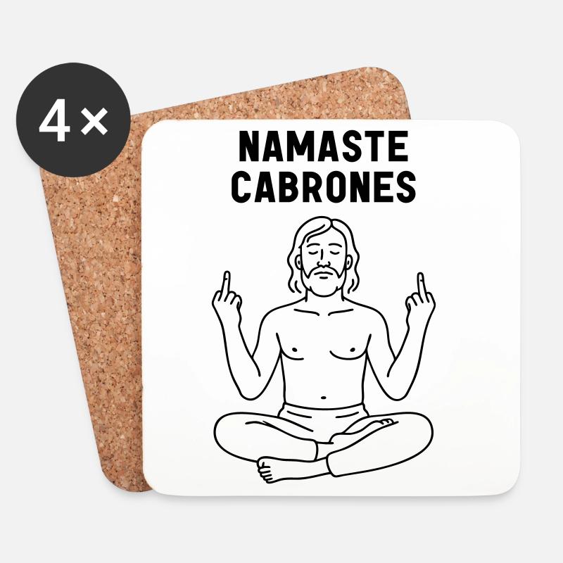 Namaste Cabrones Yoga Humor Spruch - Untersetzer (4er-Set) - Weiß
