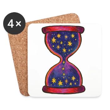 Motif artistique de sablier céleste - Dessous de verre (lot de 4) - blanc - Devant