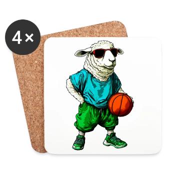 Mouton Basket-ball / Joueur de basket-ball Mouton - Dessous de verre (lot de 4) - blanc - Devant
