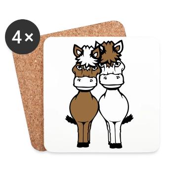 2 Horses Man Woman Lovers Friends Love Team - Coasters (set of 4) - white - Front