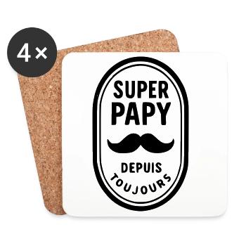 Super Papy depuis toujours - Dessous de verre (lot de 4) - blanc - Devant