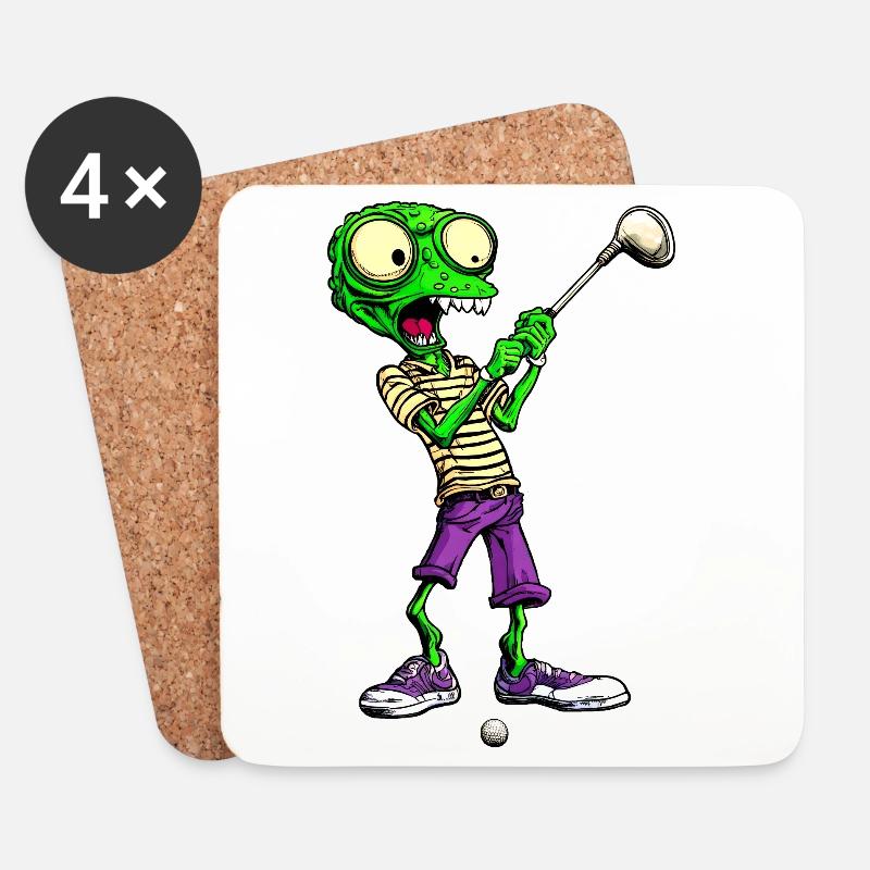 Golf Aliens - Untersetzer (4er-Set) - Weiß