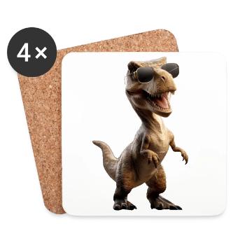 T-Rex Tyrannosaurus Rex Dino Papa Dinosaure - Dessous de verre (lot de 4) - blanc - Devant