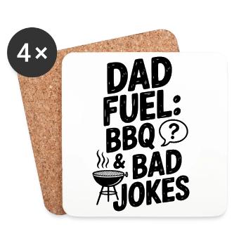 Dad Fuel: BBQ und schlechte Witze - Untersetzer (4er-Set) - Weiß - Vorne