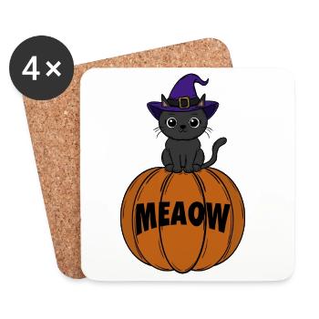 Katze Halloween  - Untersetzer (4er-Set) - Weiß - Vorne