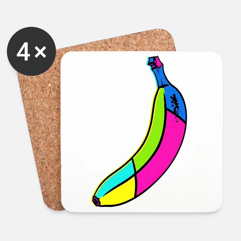 Neon Banane Pop Art Design - Untersetzer (4er-Set) - Weiß