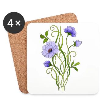 Fleur - Dessous de verre (lot de 4) - blanc - Devant