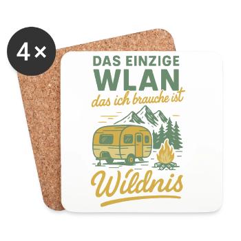 Das Einzige WLAN Das Ich Brauche Ist Wildnis - Untersetzer (4er-Set) - Weiß - Vorne