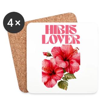 Hibis Lover Floral T-Shirt Design - Dessous de verre (lot de 4) - blanc - Devant