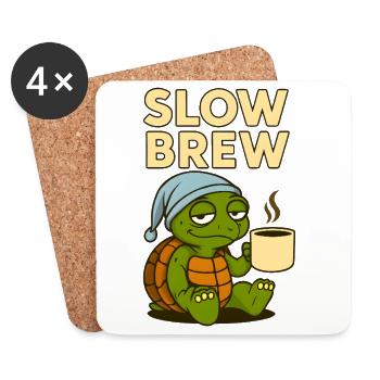 Slow Brew – Drôle de tortue - Dessous de verre (lot de 4) - blanc - Devant