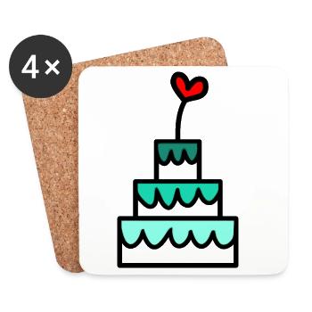 CAKE. HAPPY BIRTHDAY. HAPPY ANNIVERSARY - Coasters (set of 4) - white - Front