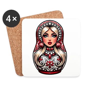  Matroschka auf russisch Matryoshka Doll Russian - Untersetzer (4er-Set) - Weiß - Vorne