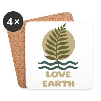 Nature-inspired leaf design with water accents - Coasters (set of 4) - white - Front