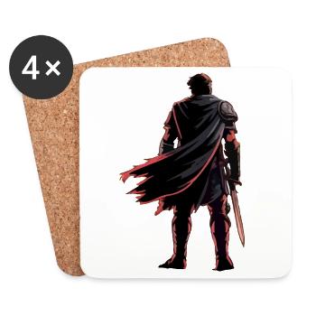 Art épique de la silhouette du guerrier - Dessous de verre (lot de 4) - blanc - Devant