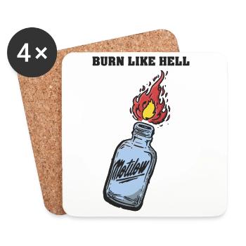 Fiery Motifs Bottle with Flame - Coasters (set of 4) - white - Front