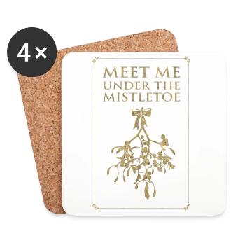 Meet Me Under the Mistletoe - Retro Style in Gold - Coasters (set of 4) - white - Front