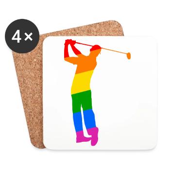 Golfeur arc-en-ciel - Dessous de verre (lot de 4) - blanc - Devant