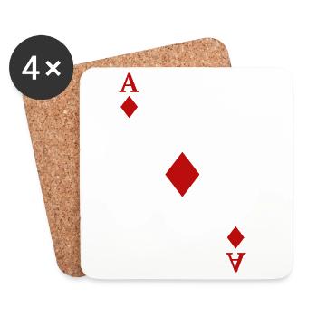 Cartes à jouer Contraste - As de Carreau - Dessous de verre (lot de 4) - blanc - Devant