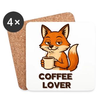 Coffee-loving fox - Coasters (set of 4) - white - Front