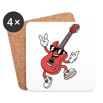 Cartoon Guitar Design Guitar Comic - Coasters (set of 4) - white - Front