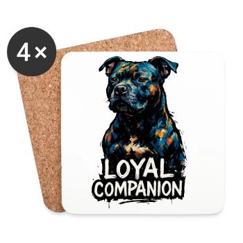 Staffordshire Bull Terrier - Loyal Companion - Coasters (set of 4) - white - Front