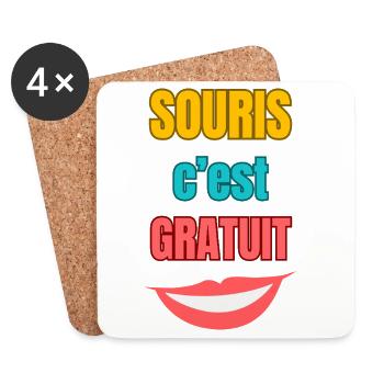 Mouse is free — colorful typography - Coasters (set of 4) - white - Front