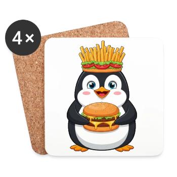Mignon pingouin dessin animé Restauration rapide Fantaisiste Drôle - Dessous de verre (lot de 4) - blanc - Devant