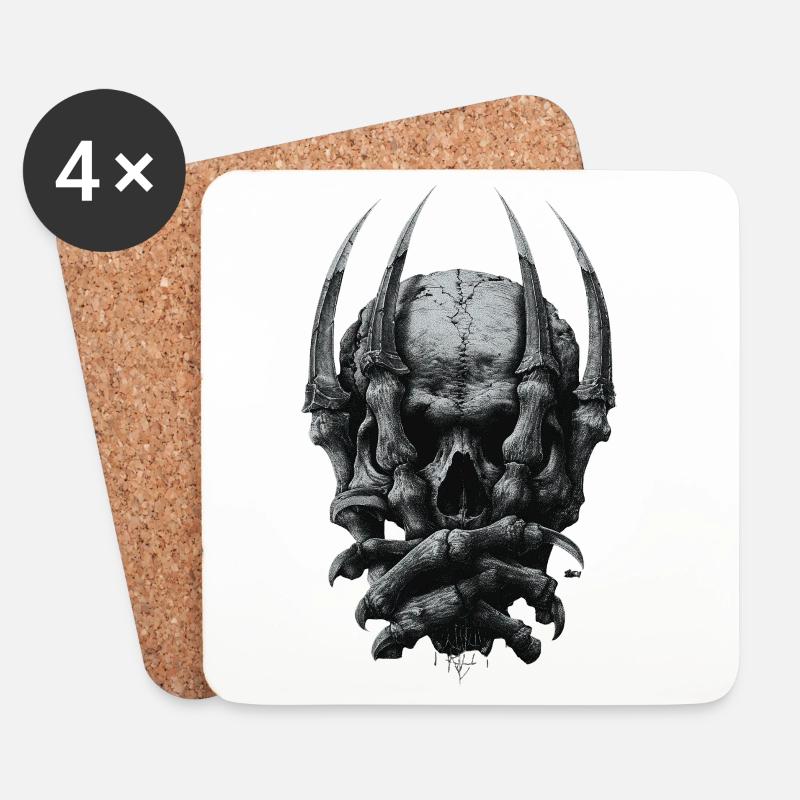 Dark Gothic Skull - Coasters (set of 4) - white