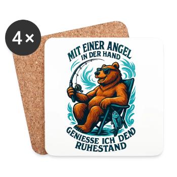 Ruhestand Rente Bär Renter Angeln Fisch Geschenk - Untersetzer (4er-Set) - Weiß - Vorne