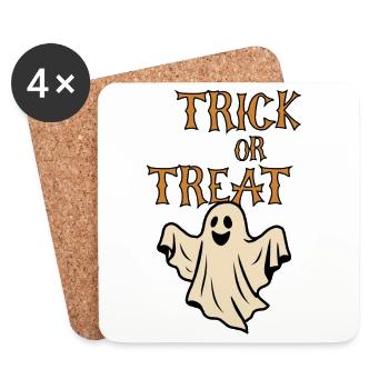 Trick oder Treat Geister Halloween Retro - Untersetzer (4er-Set) - Weiß - Vorne