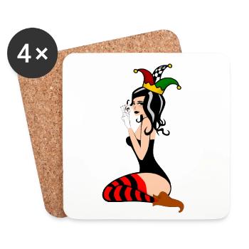 Joker-Frau - Untersetzer (4er-Set) - Weiß - Vorne