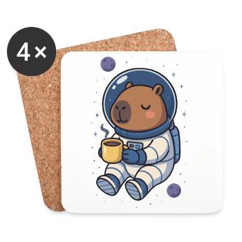 Capybara Astronaute – Café dans l’espace ☕🪐 - Dessous de verre (lot de 4) - blanc - Devant