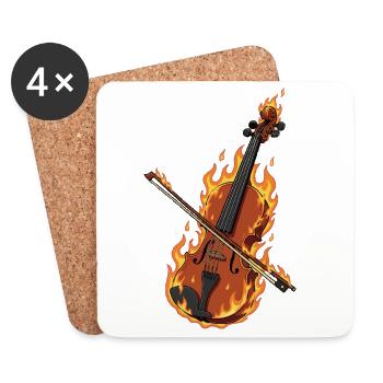 Burning violin - Coasters (set of 4) - white - Front