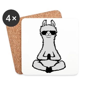 Lama Cool Zen Meditation Sunglasses Relaxed - Coasters (set of 4) - white - Front