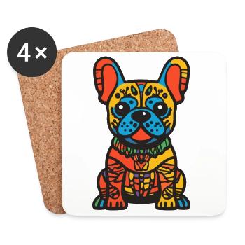 Französische Buldogge Hund Halloween Lustig - Untersetzer (4er-Set) - Weiß - Vorne